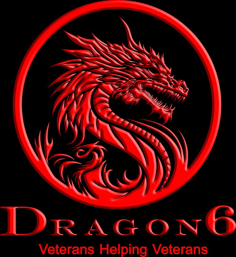 Dragon6, Inc. - Veterans Helping Veterans - Red Vertical Logo
